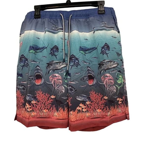 80. PETER MILLAR NWT $98 Men's Swim Trunks in Island color FREE KOOZE - Picture 2 of 8